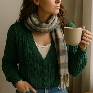 Vintage Emerald Green Cable Knit Cardigan - Rafferty - Size Medium